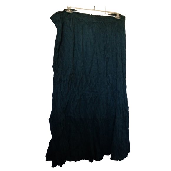 Dark Green Boho Gypsy Style Ruched Maxi Dress, Size M - Picture 2 of 3